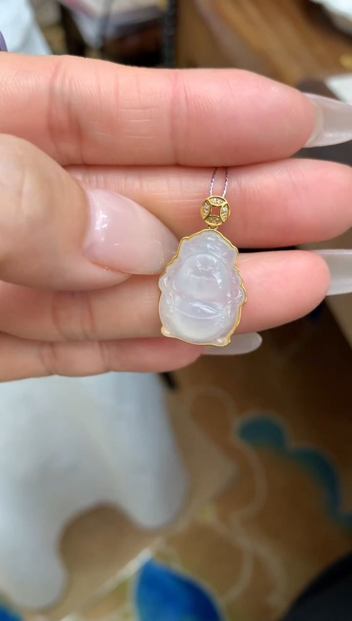 【闪购商品】翡翠颈饰18K金镶嵌财神