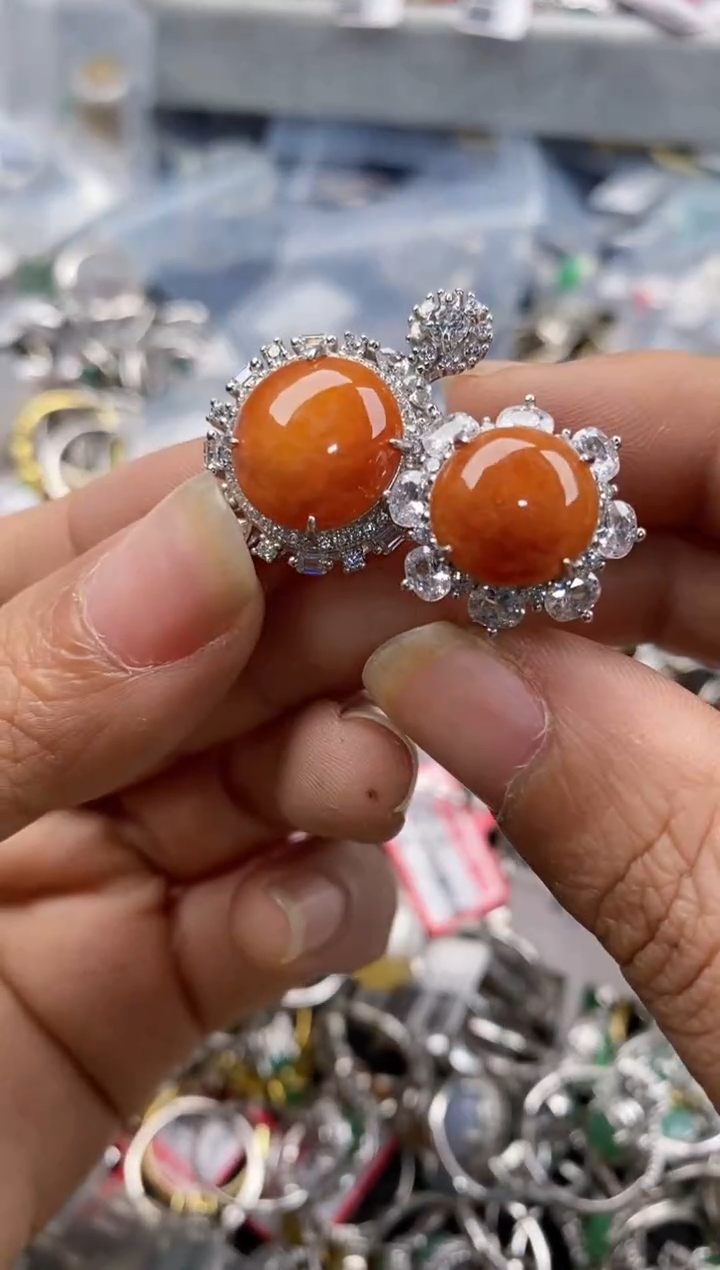 银S925镶嵌戒指翡翠1010---9