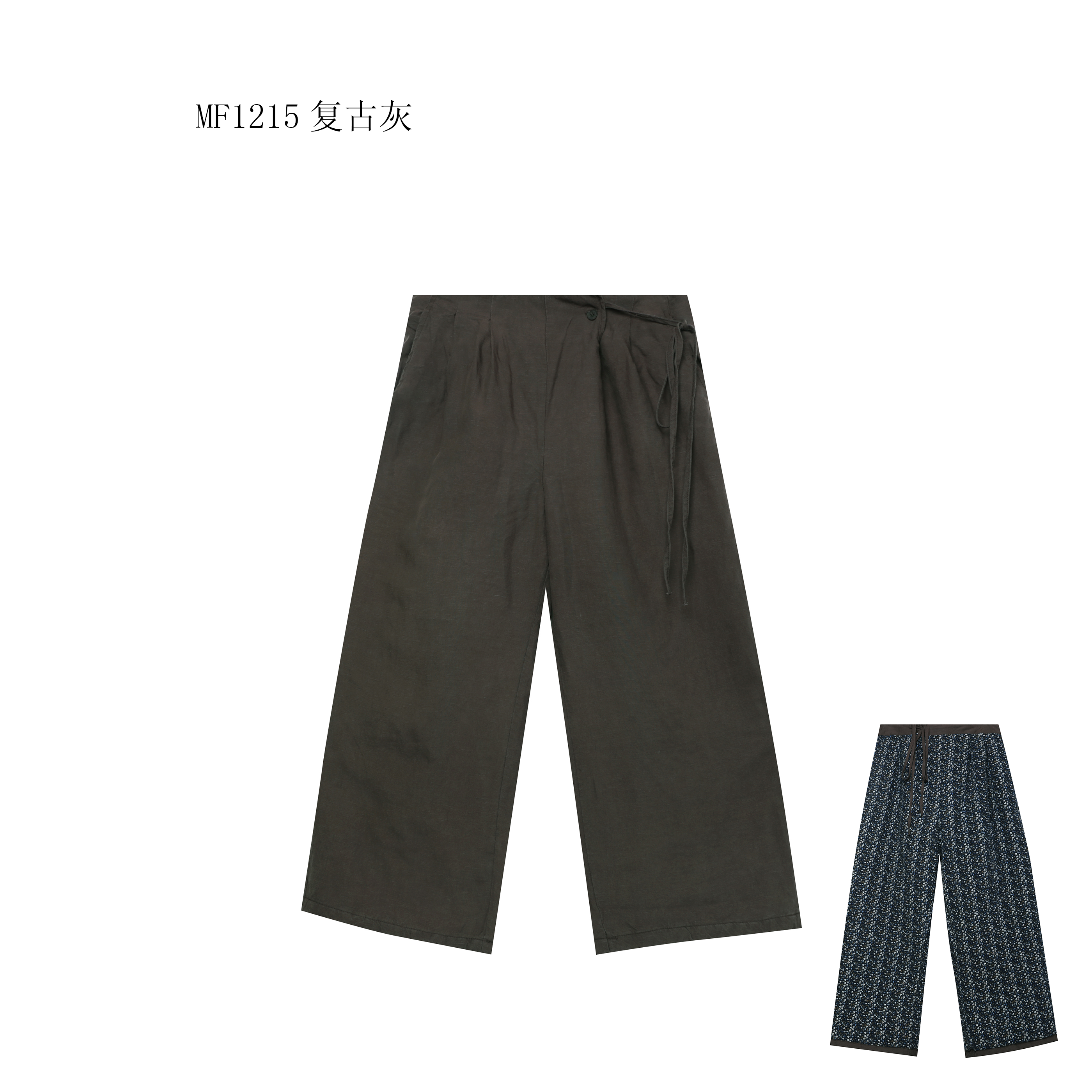 【麻訪家】MF1215复古灰文艺复古舒适保暖百搭休闲加厚麻棉裤