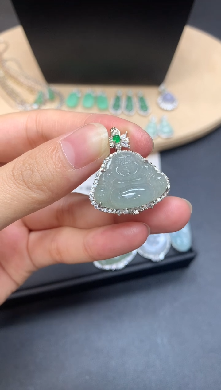 【闪购商品】翡翠吊坠(不含链)银S925镶嵌佛公【多样性发其一】