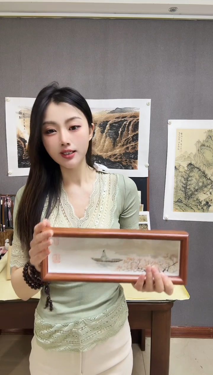 国画开场福利手绘国画摆台