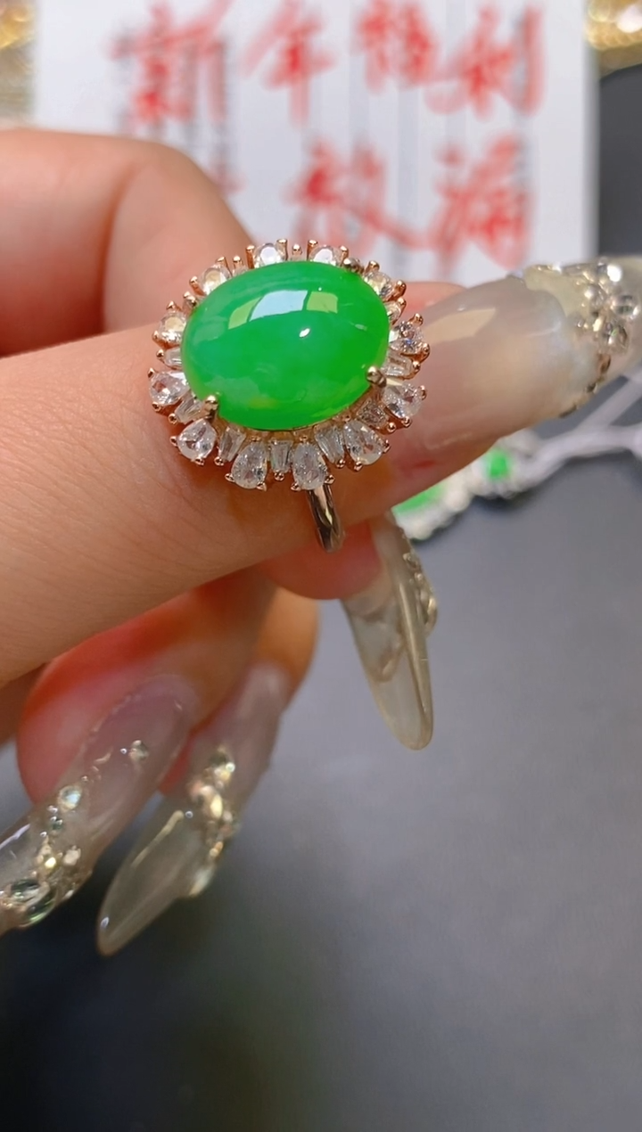 【闪购商品】翡翠耳饰银S925镶嵌天然A货翡翠1