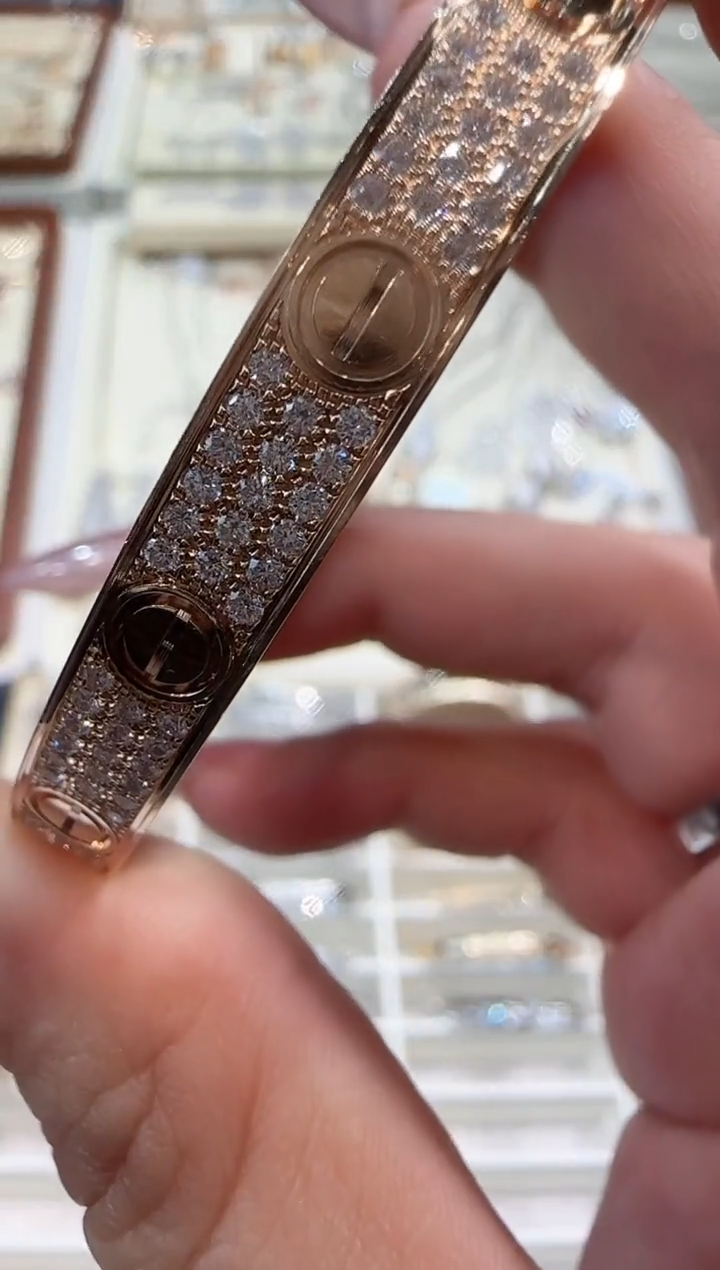 【闪购商品】钻石手镯18K金镶嵌16K玫宽满天星