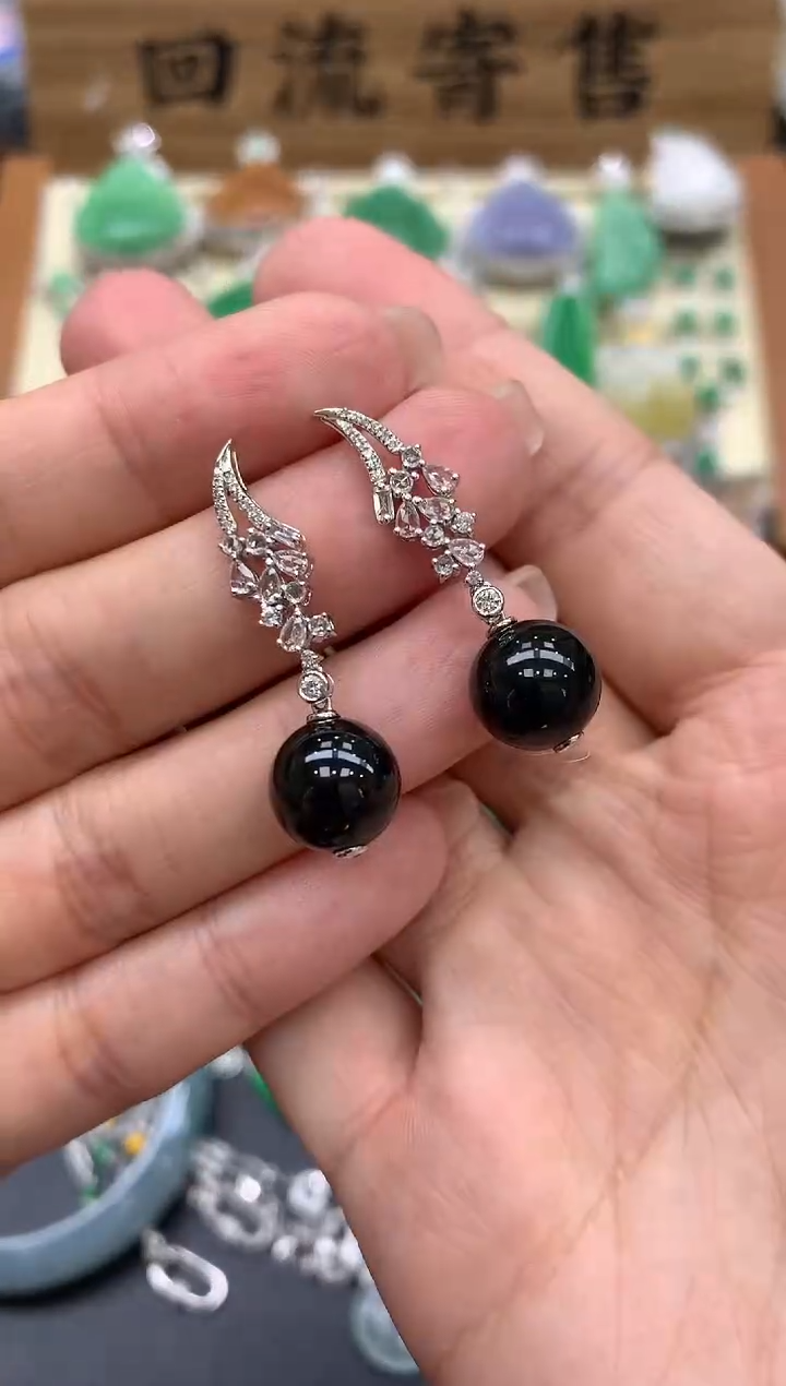 【闪购商品】翡翠耳饰18K金镶嵌438-中国好珍宝