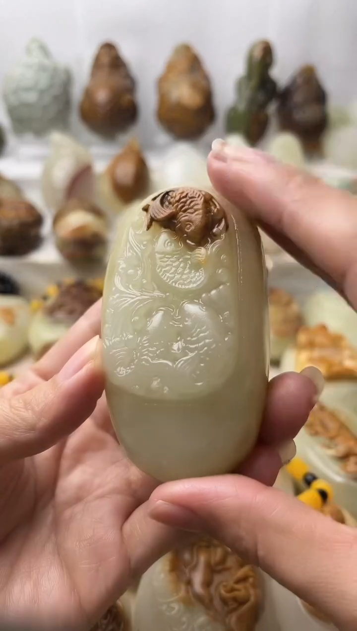 石材古青石棉纹正常不退换鱼