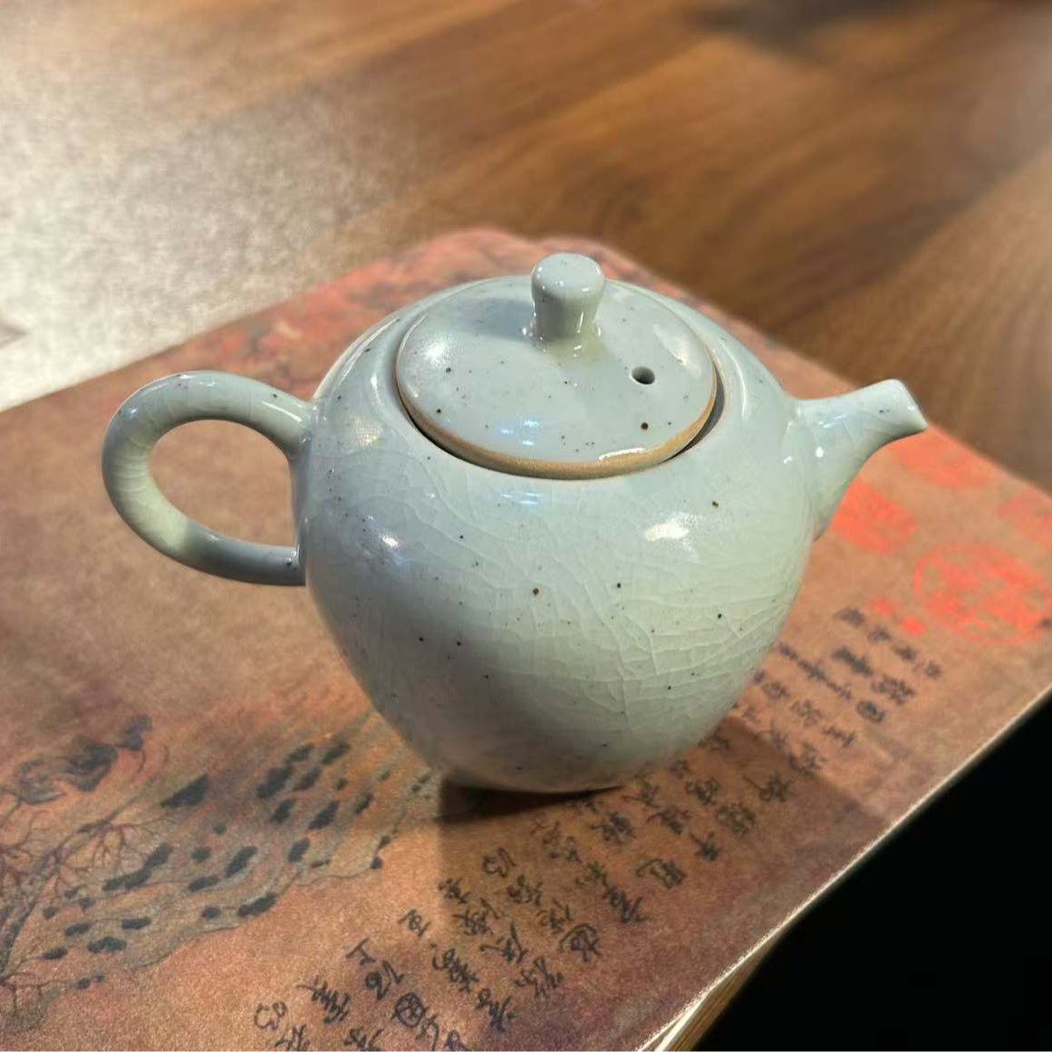 【四方底壶】全手工手绘景德镇礼瓷茶壶茶具家用围炉煮茶具