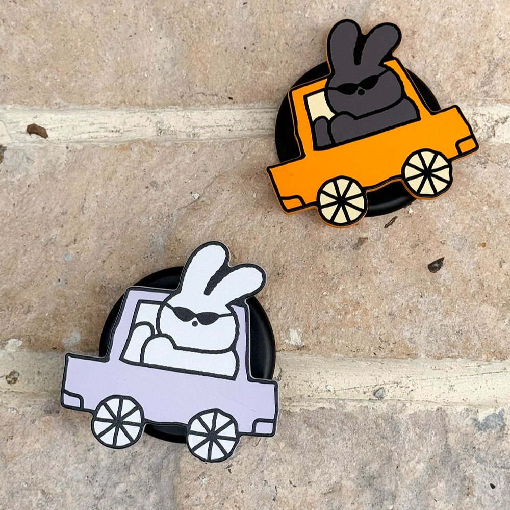 miao a｜可爱墨镜兔子小汽车插画手机支架