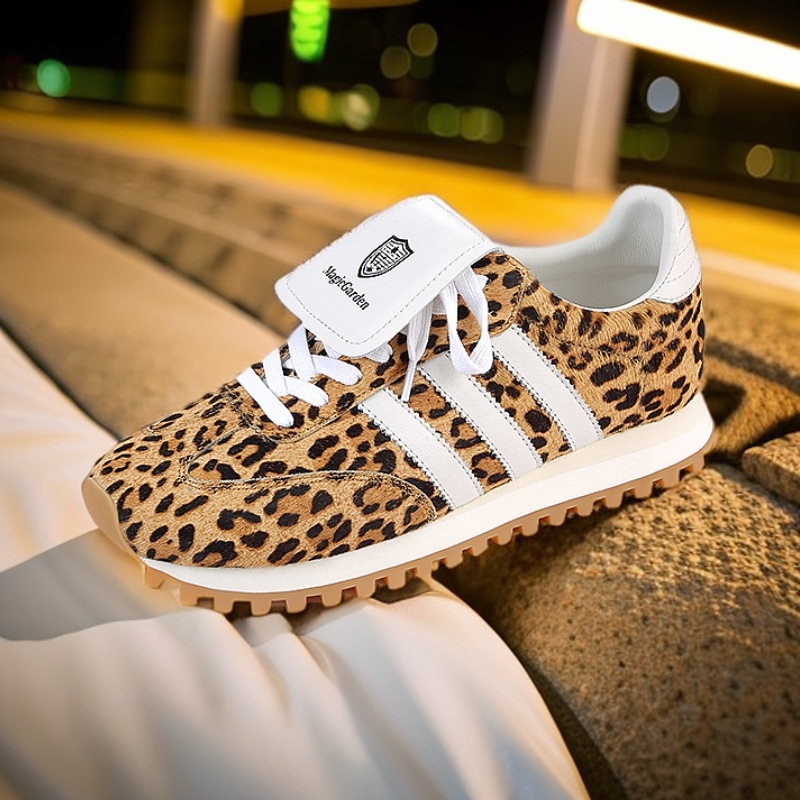 敏哥-Magic Garden豹纹马毛牛皮女休闲鞋小猫豹纹阿甘鞋MG241S004