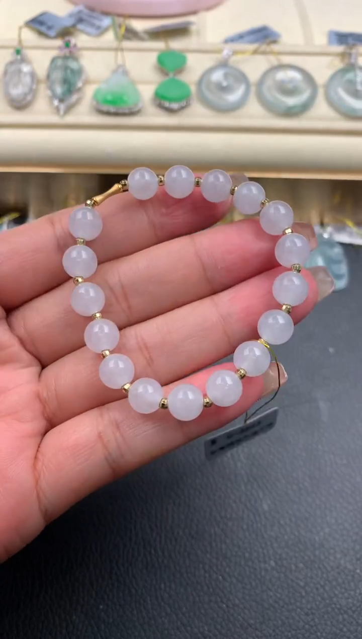 【闪购商品】翡翠手绳18K金镶嵌D698      