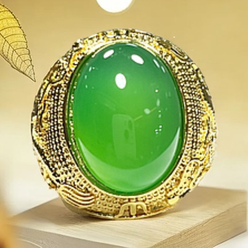 绿戒指开口可调节大小双龙戏珠玛瑙男女款 圆戒多样性发货一22