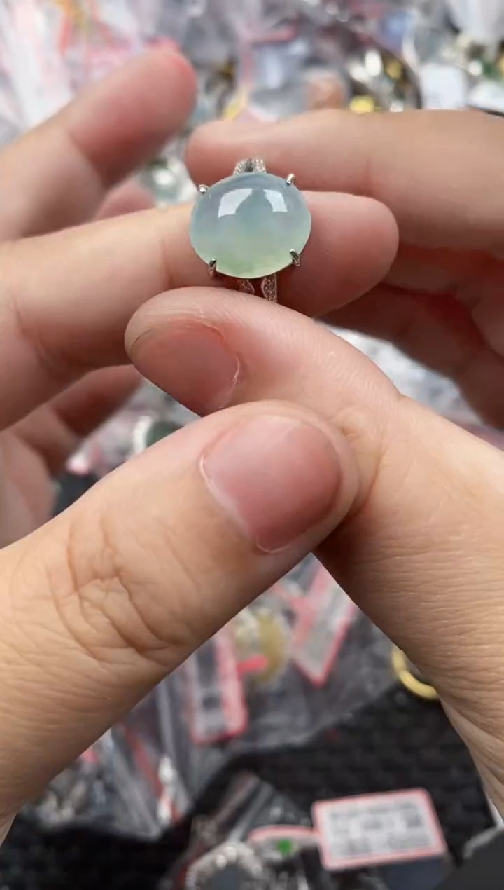 银S925镶嵌戒指翡翠55555   2