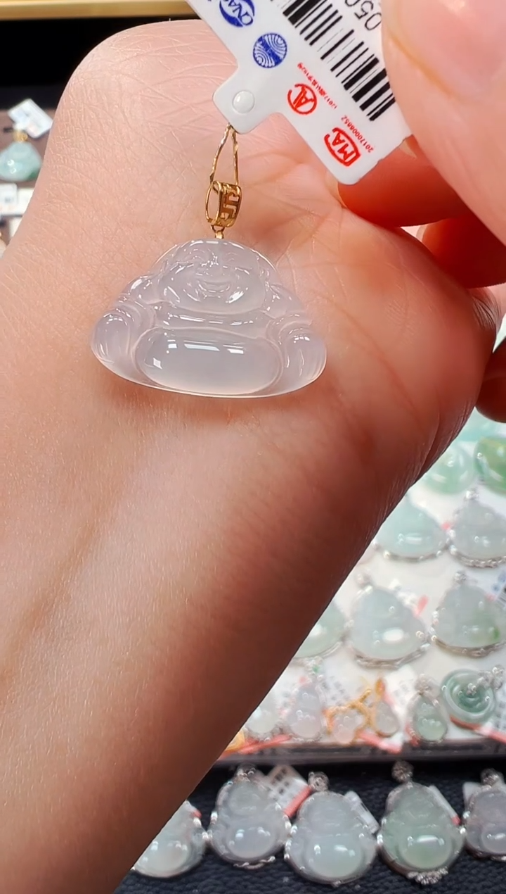 【闪购商品】翡翠吊坠(不含链)18K金镶嵌佛公吊坠A24