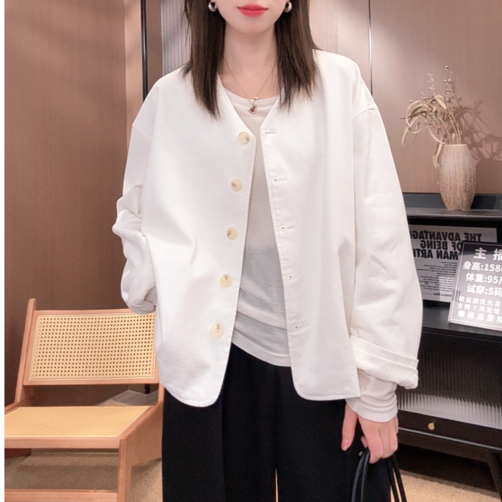 相菲一2025秋季新款韩版短款时尚小外套女 圆领减龄宽松休闲外套