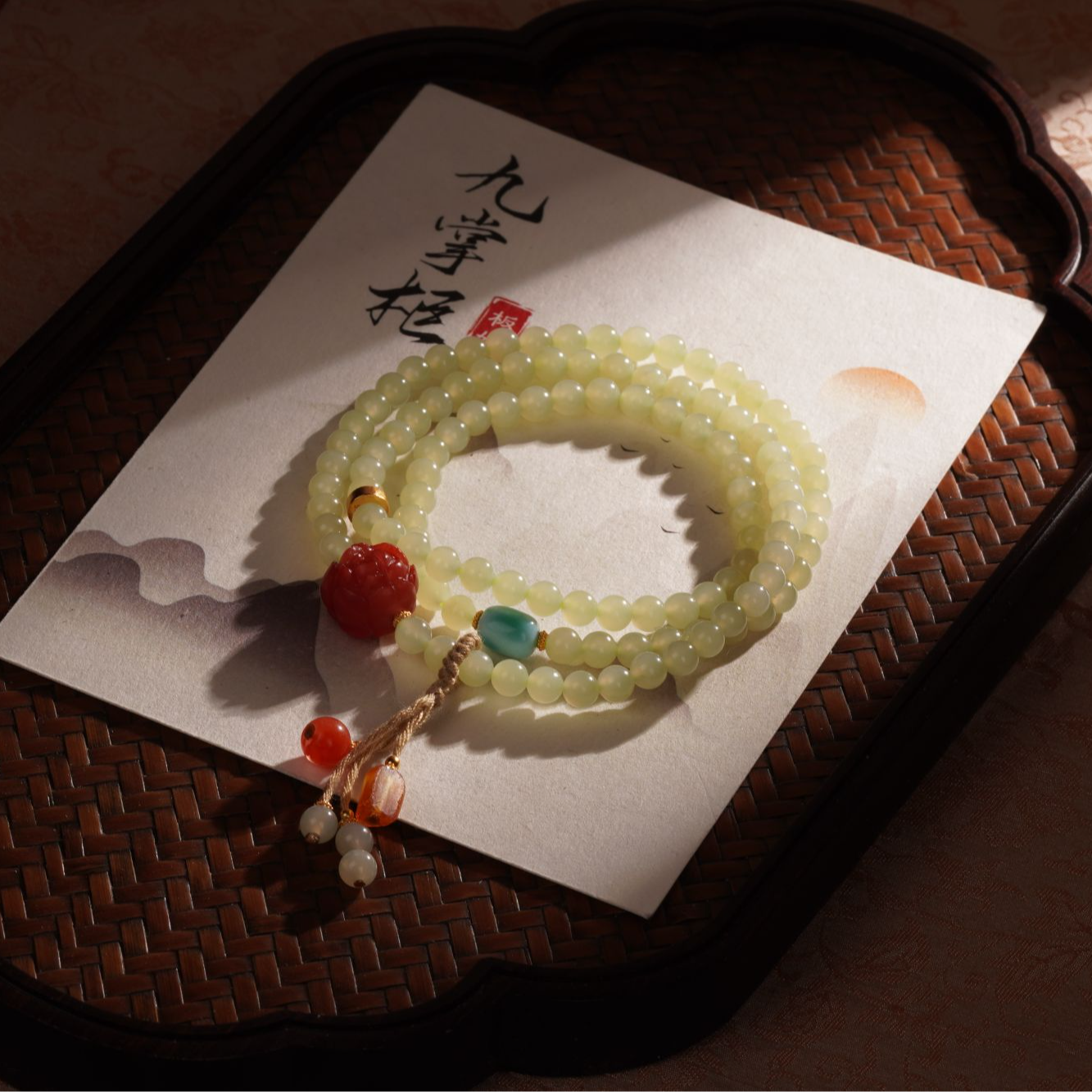 天然和田玉冰料黄口多圈手串约5mm—多样性发其一【JJ303】