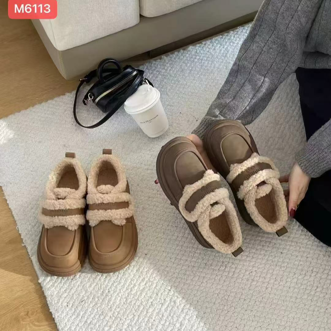 M6113学院风勃肯鞋皮鞋加绒复古百搭鞋子保暖冬季韩版休闲