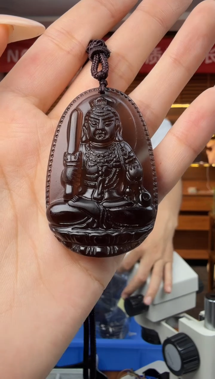 未镶嵌黑曜岩吊坠(赠链)天然冰曜石不动尊(鸡)