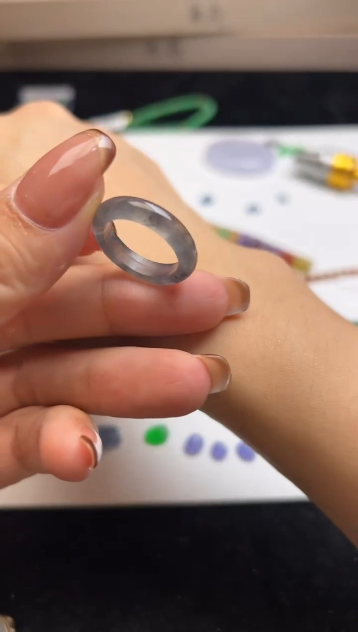 未镶嵌定制翡翠12#冰乌鸡戒圈4500+450-xxf047