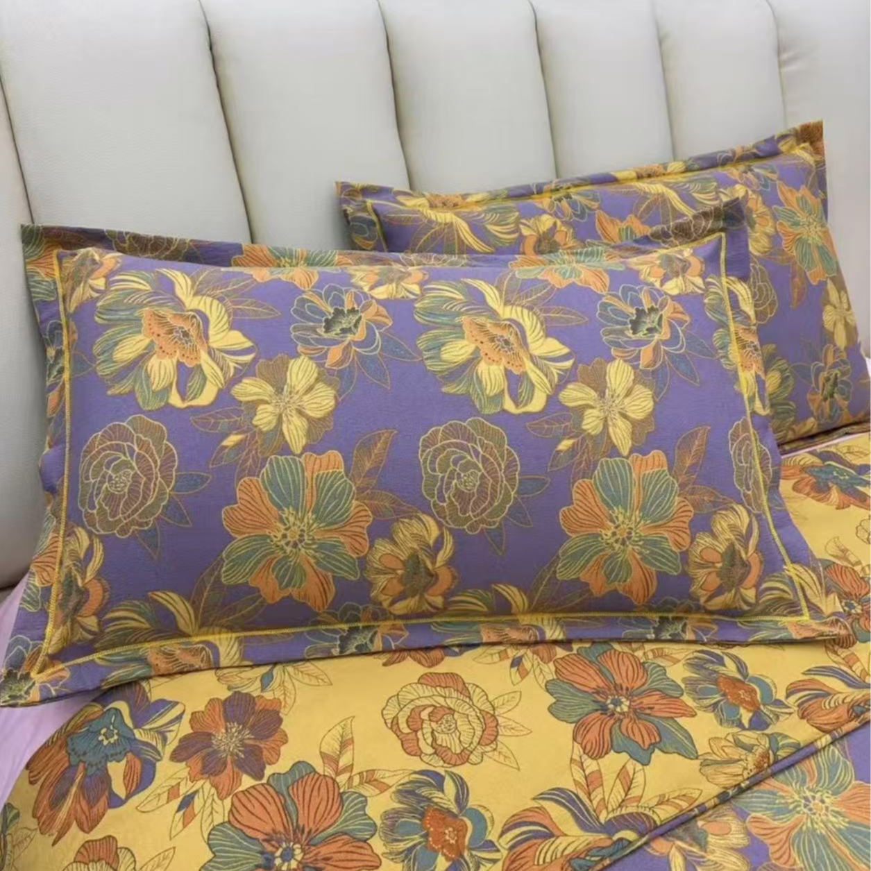 2025新款亲肤枕套--金彩花韵