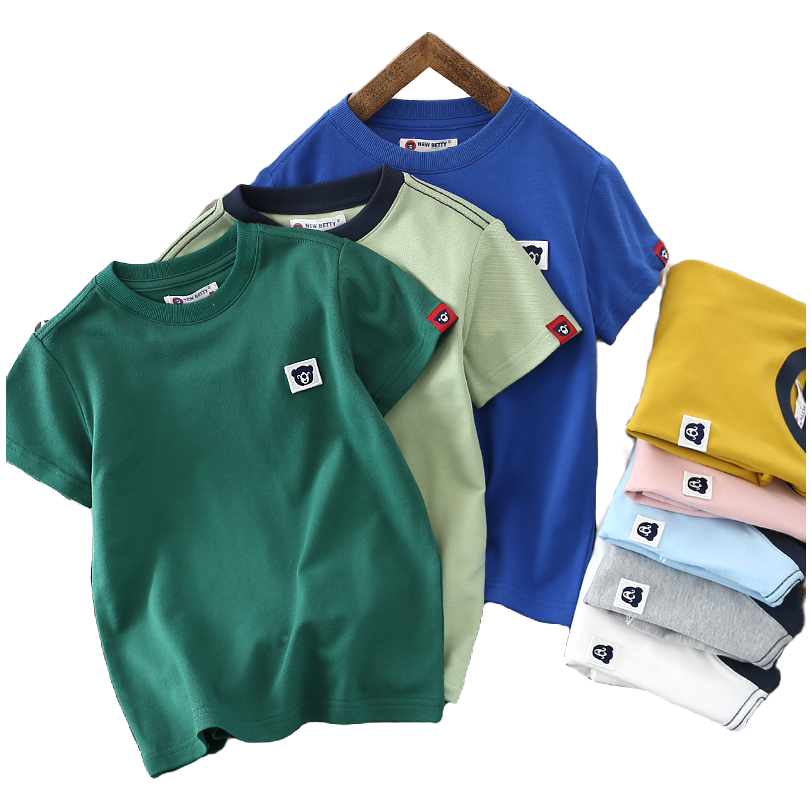 网眼棉儿童短袖夏季圆领半袖中大童简约中性宝宝柔软099