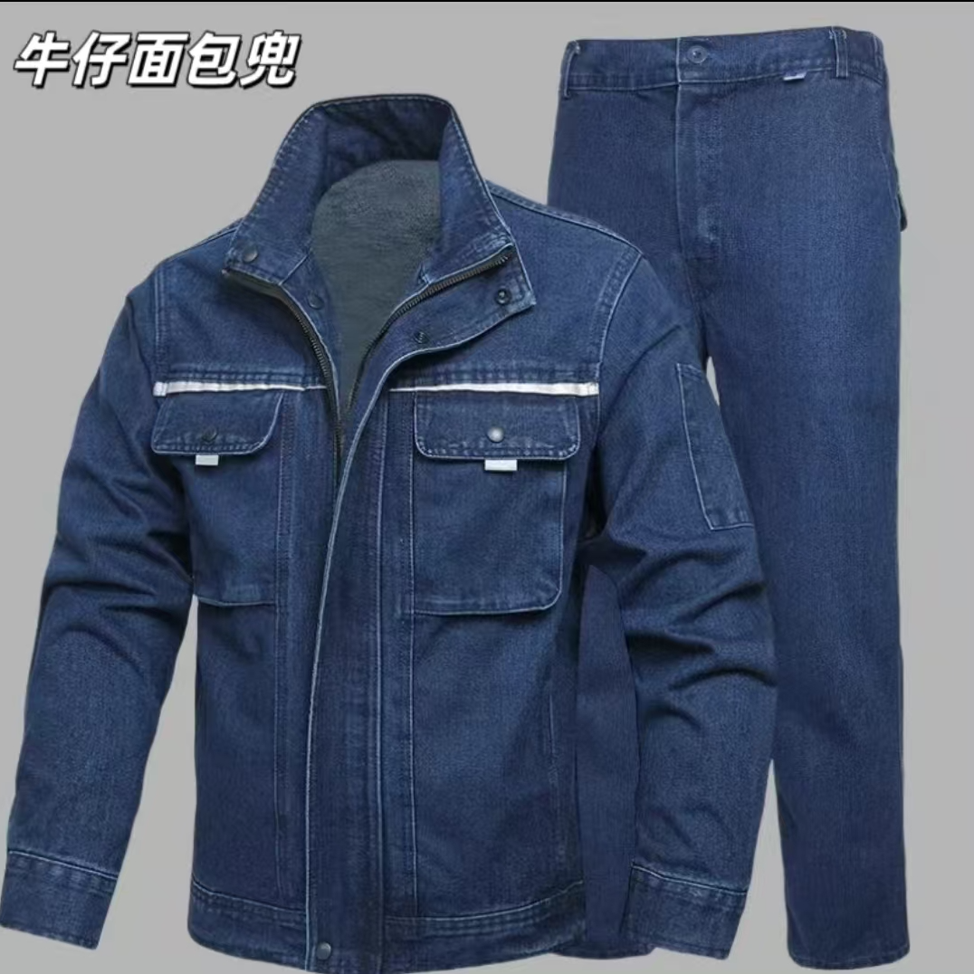 春秋男长袖牛仔套装工装制服耐磨防烫汽修电焊工