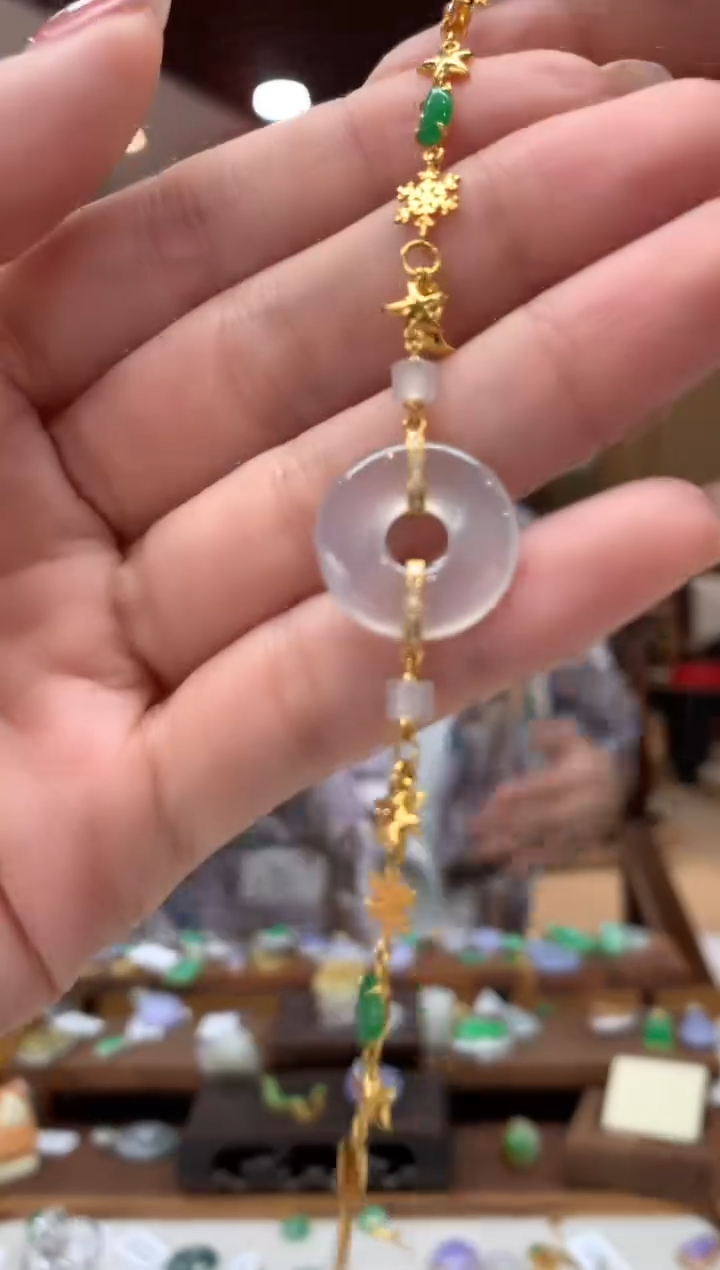 18K金镶嵌手链翡翠手链