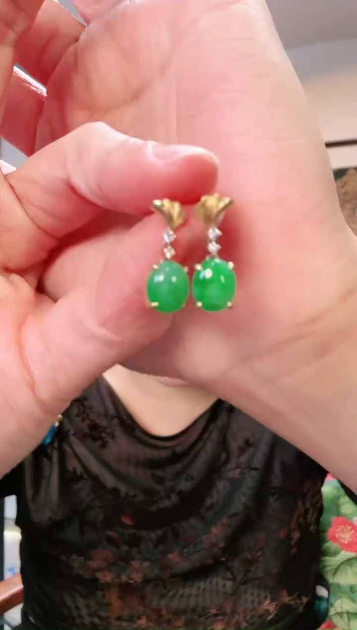 【闪购商品】翡翠颈饰18K金镶嵌耳饰