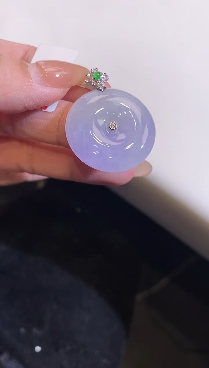 吊坠(不含链)18K金镶嵌翡翠平安扣