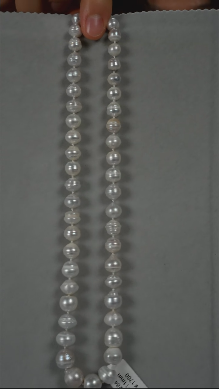 项链银S925镶嵌海水珍珠澳白7-11mm