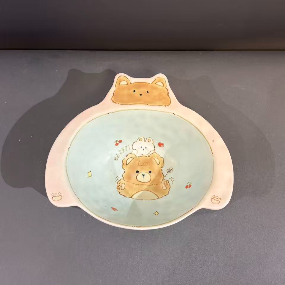 A394卡通面包可爱手绘陶瓷杯盘手工手绘创意