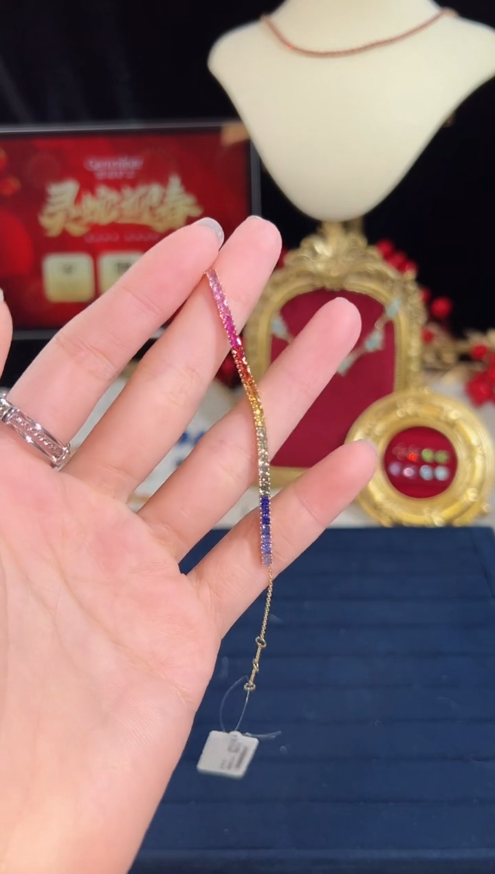 【闪购商品】彩色蓝宝石手链18K金镶嵌BB4771