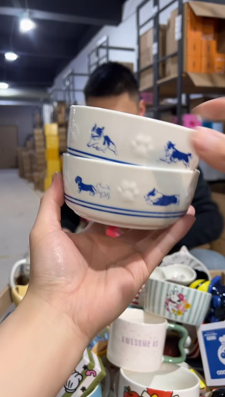 【闪购商品】杯白蓝狗狗狗粮碗2件套