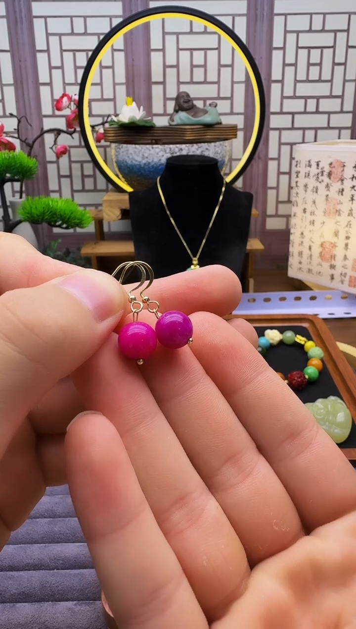 苏纪石（舒俱来）14K金镶嵌耳钉E05