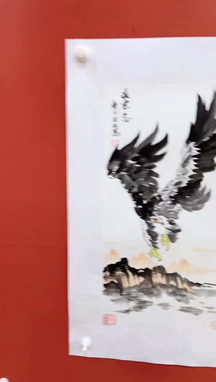 国画王月新手绘展翅鹰