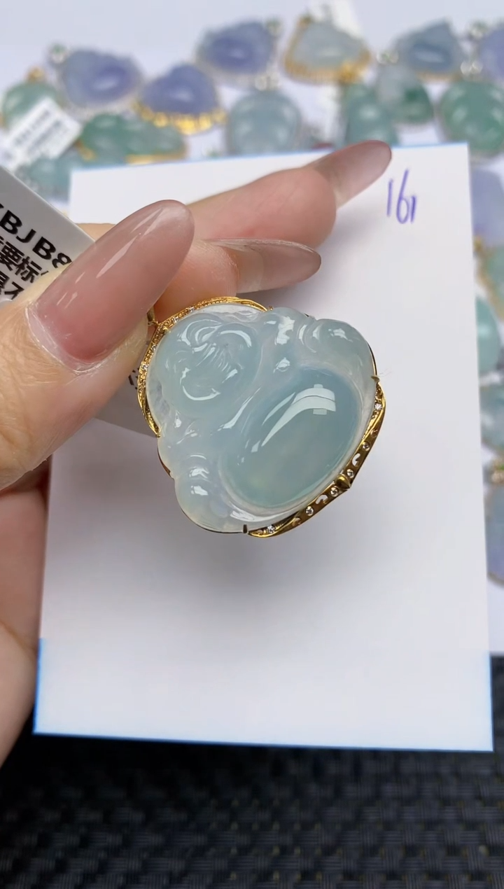 【闪购商品】翡翠颈饰18K金镶嵌天然A货翡翠 161