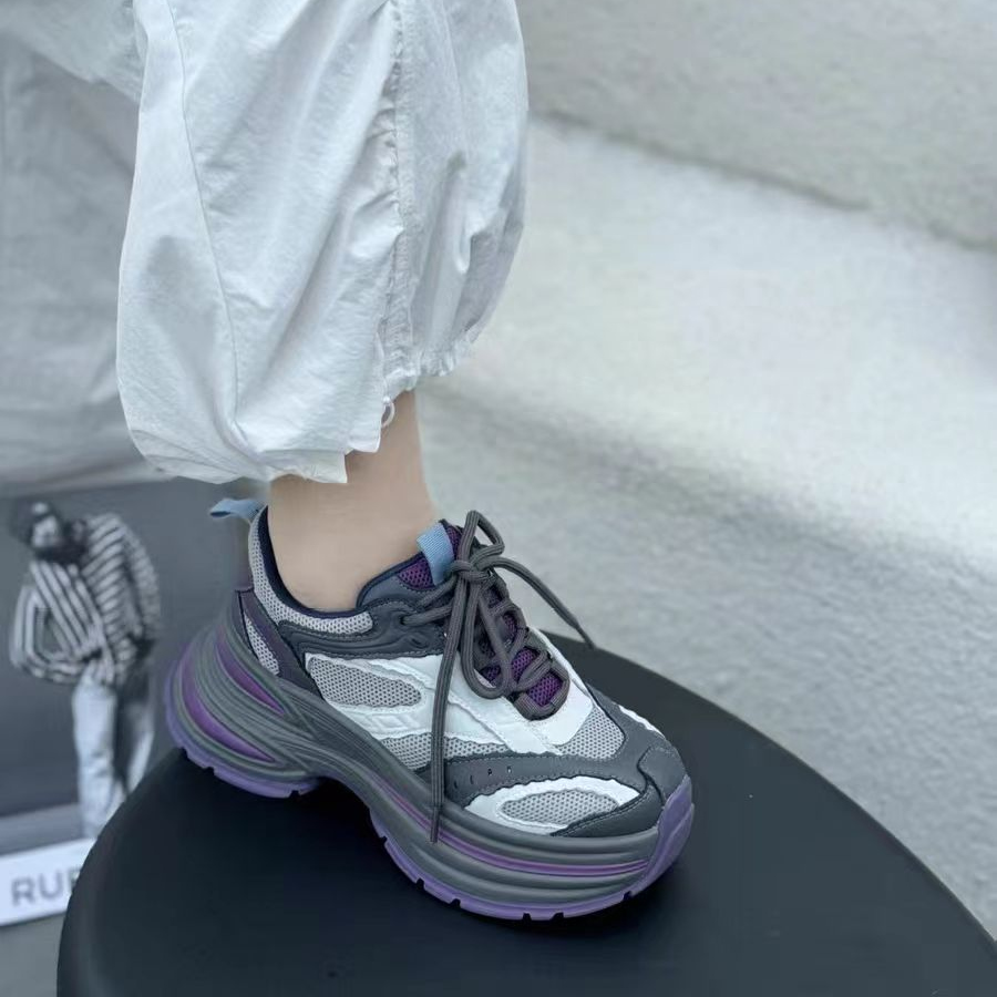 558-520 樱 秋24新款厚底拼接老爹鞋女休闲运动鞋