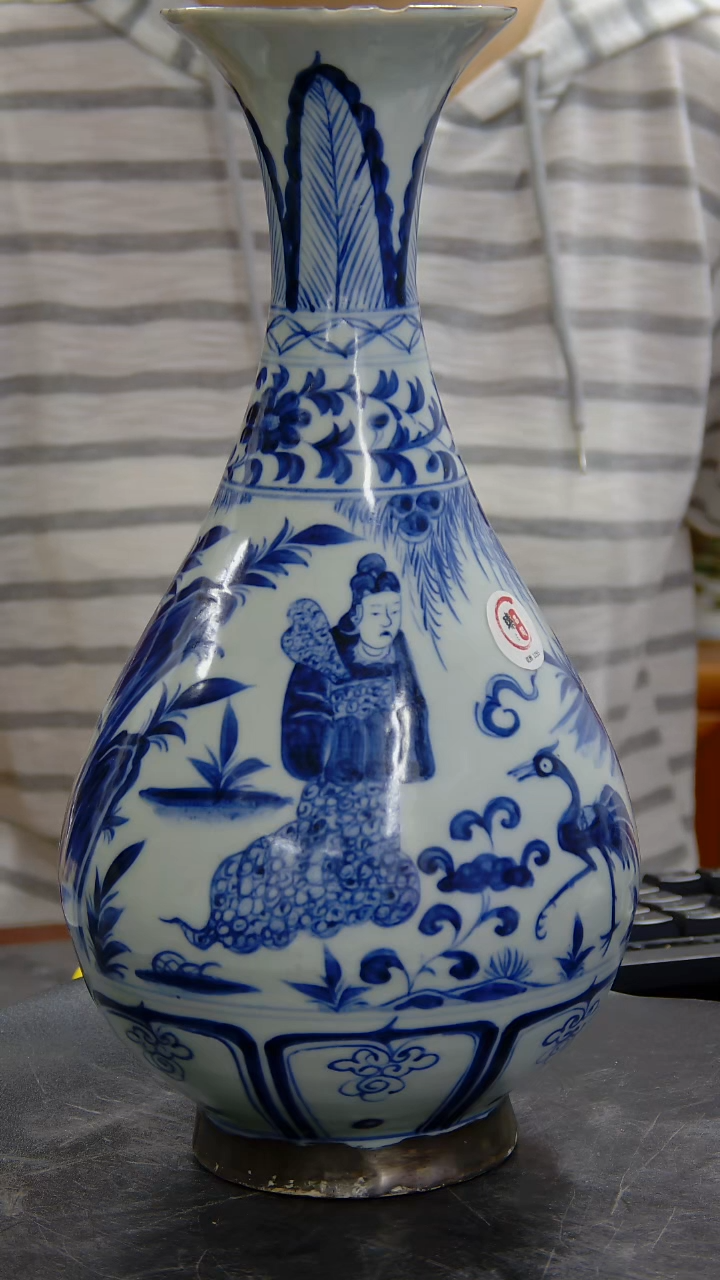 瓶青花人物纹高古玉壶春瓶#1255#