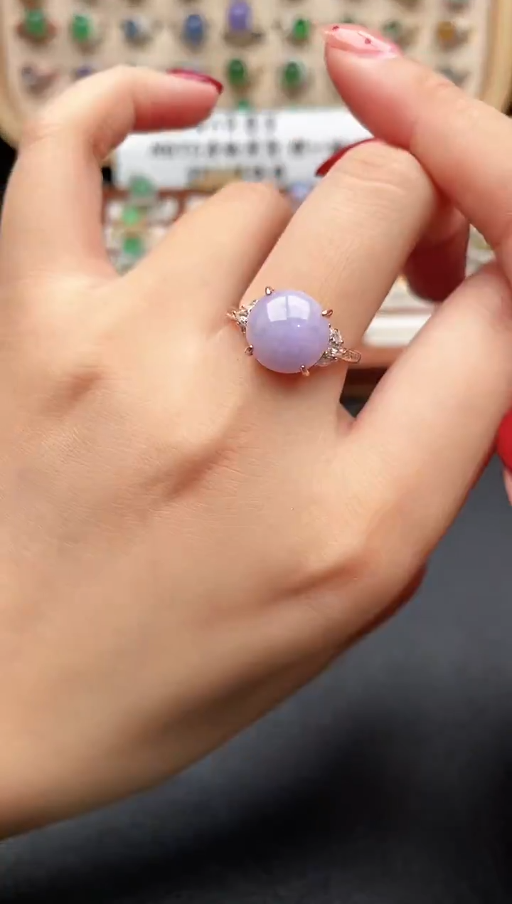 银S925镶嵌戒指翡翠一物一证一礼盒