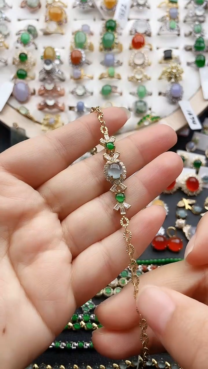【闪购商品】翡翠手链银S925镶嵌1111