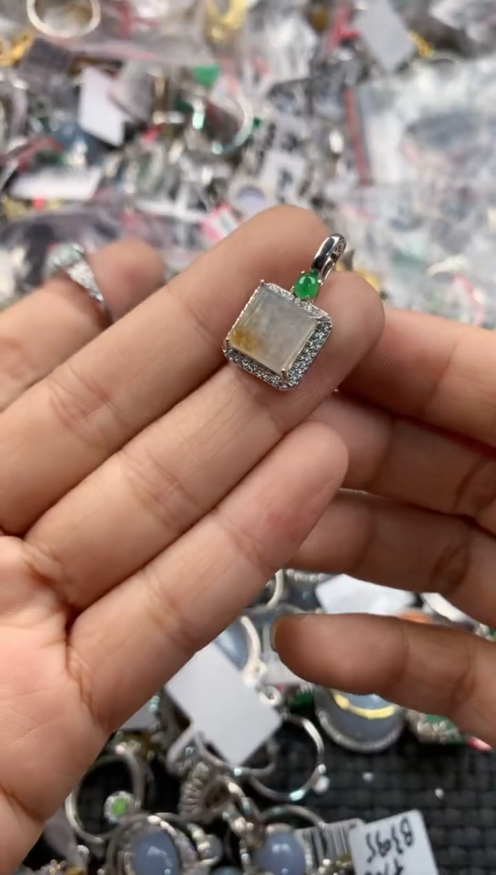 银S925镶嵌戒指翡翠4444----6