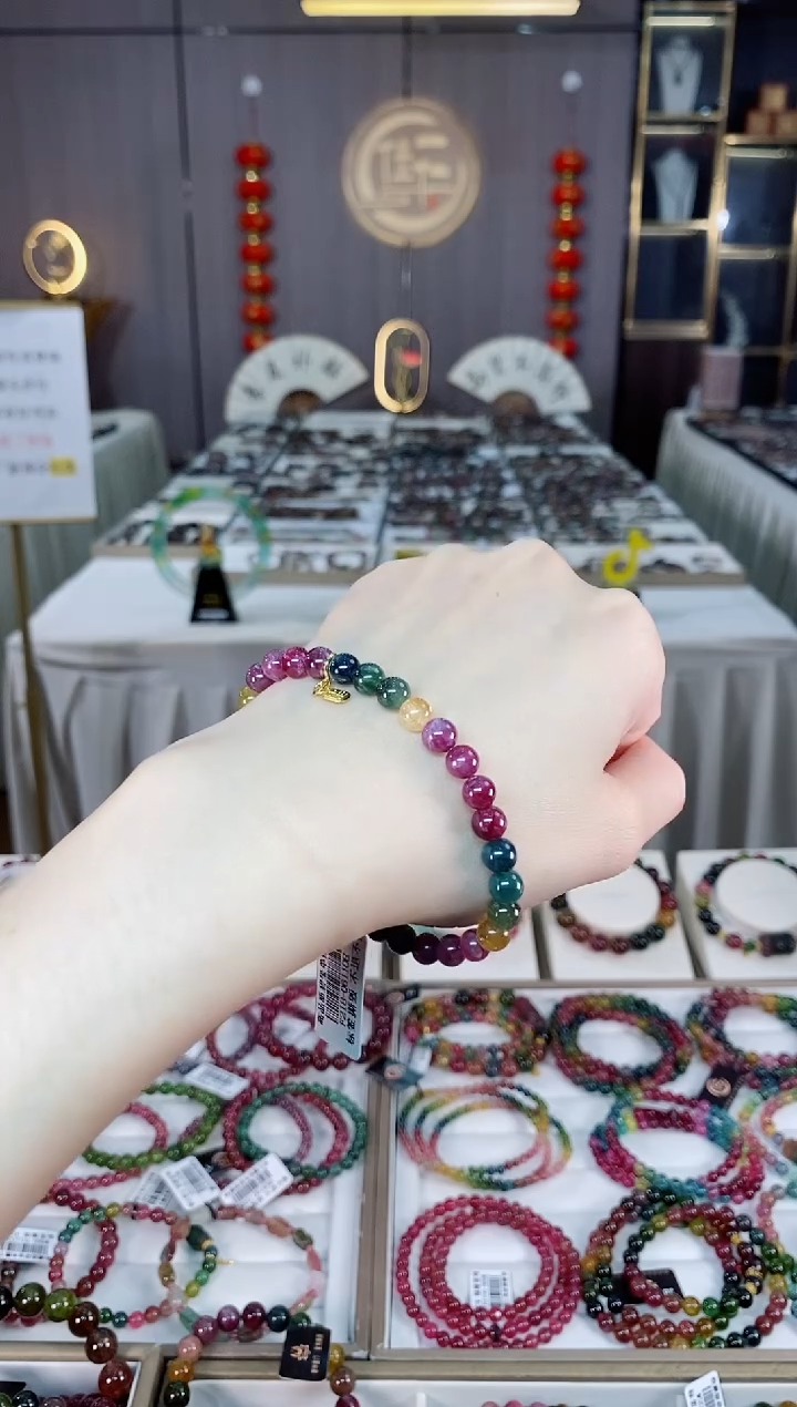 未镶嵌老矿碧玺单圈手串6mm+碧玺dan多样性发货一条