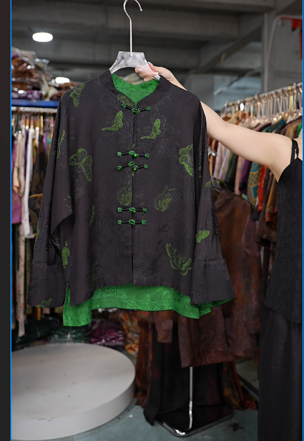 8985国风气质显白洋气提花外套新中式印花中国风双面