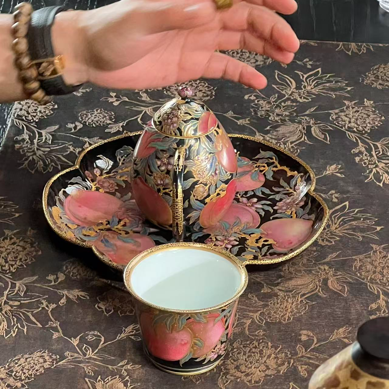 【墨舍名窑 】宝蕴阁黑地桃系列套组byg138+byg139