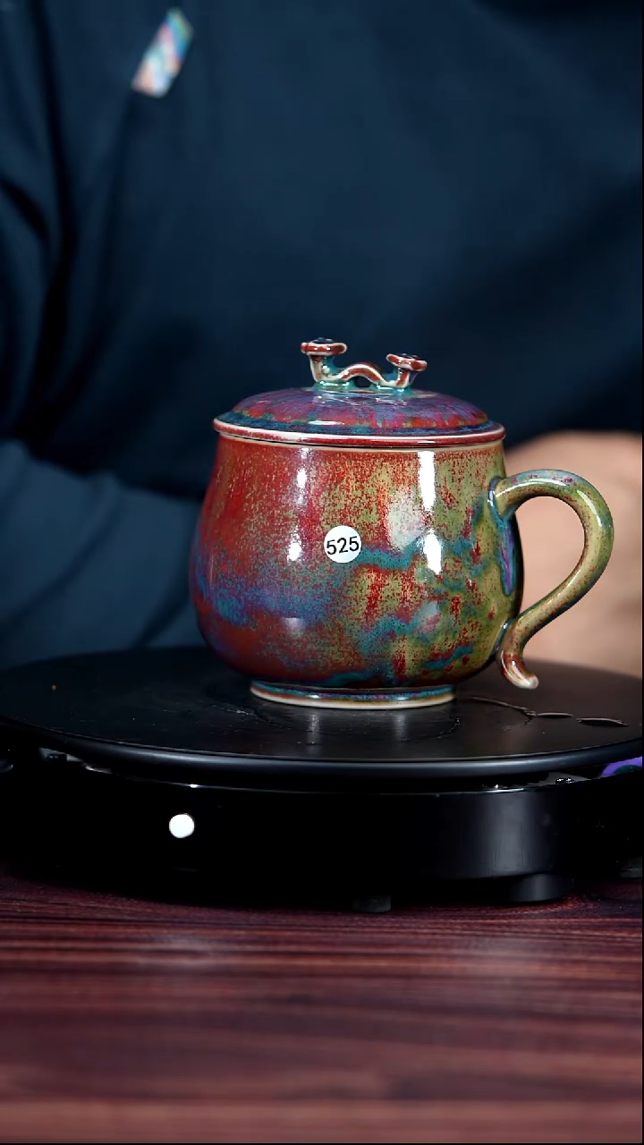 525#李盼龙一级品原矿钧瓷如意办公杯