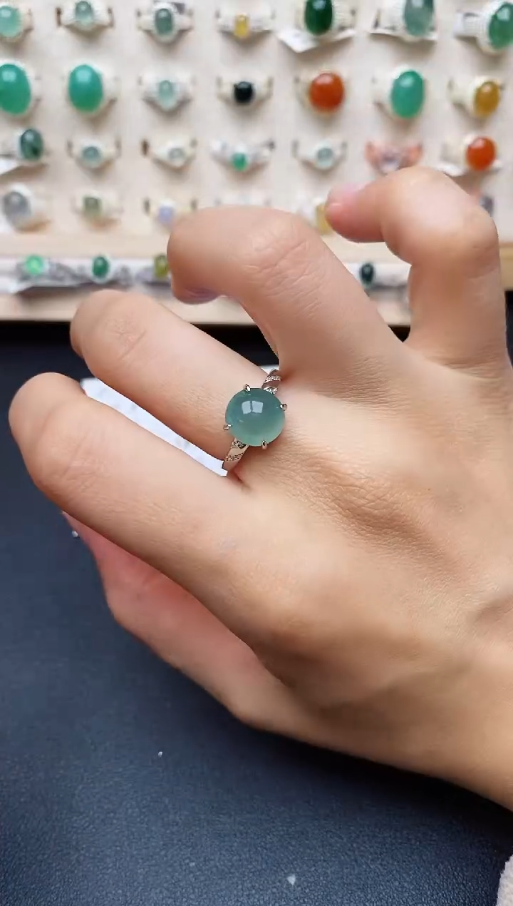【闪购商品】翡翠戒指银S925镶嵌缅甸翡翠