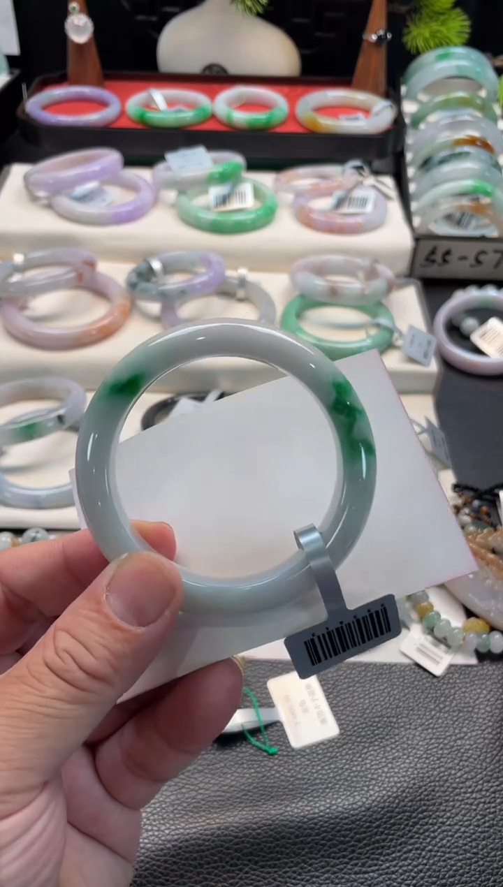 未镶嵌手镯翡翠91号链接 55正圈 有纹裂