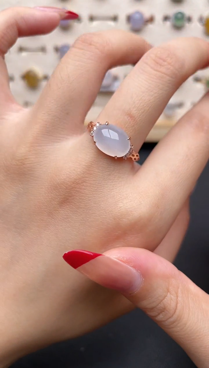 【闪购商品】翡翠戒指银S925镶嵌一物一证一礼盒