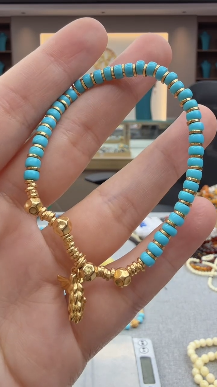 未镶嵌绿松石手链98秒拍号假一罚十