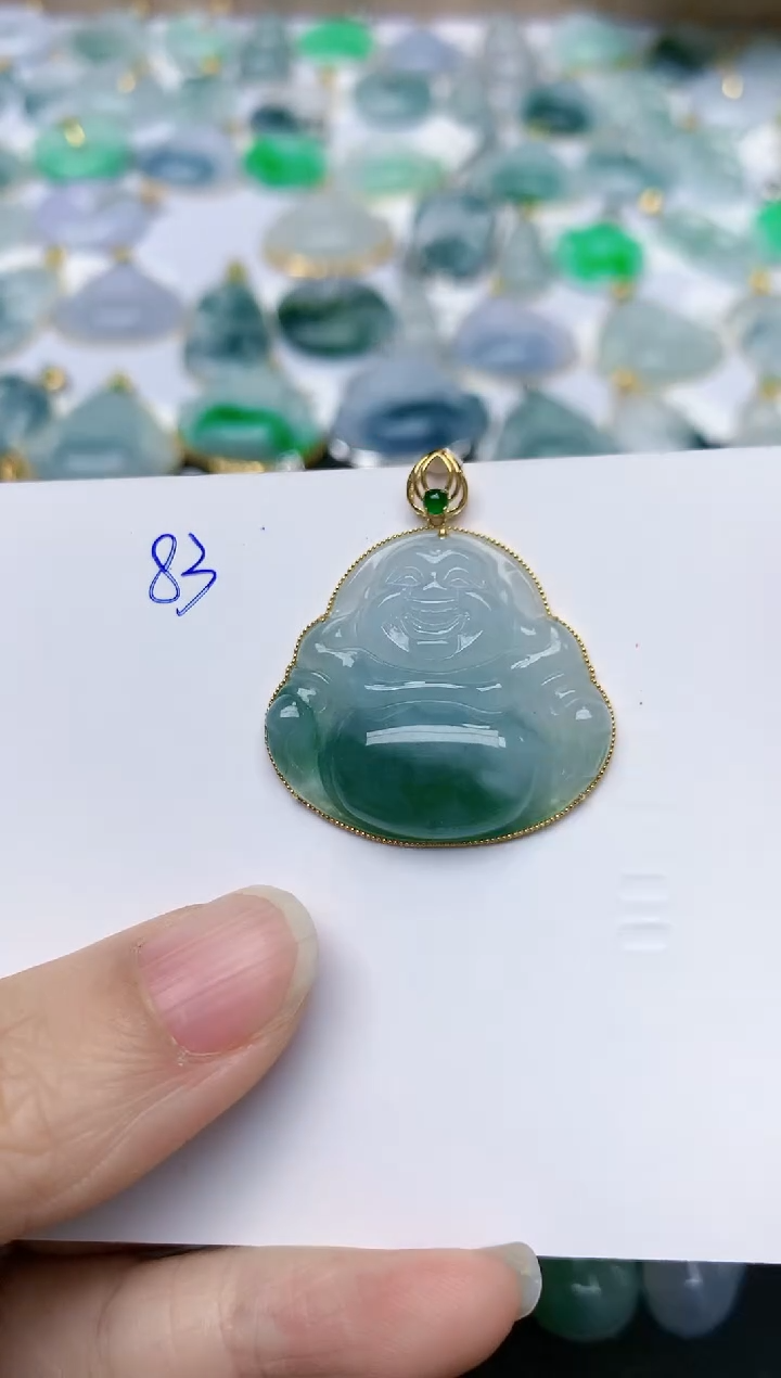 【闪购商品】翡翠颈饰18K金镶嵌天然翡翠A货    83