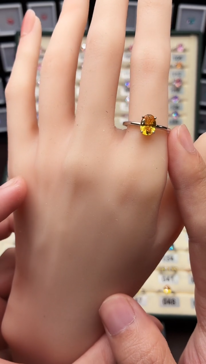 戒指彩色蓝宝石银S925镶嵌1111