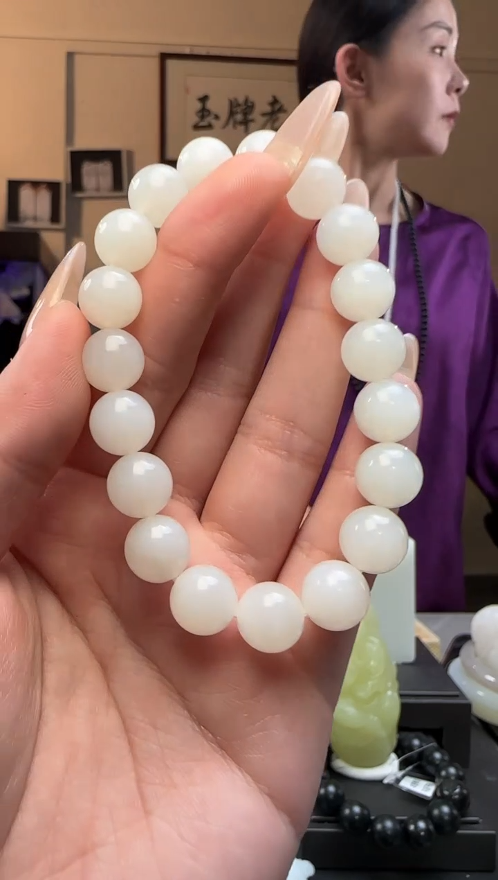 【闪购商品】和田玉白玉圆珠未镶嵌手串